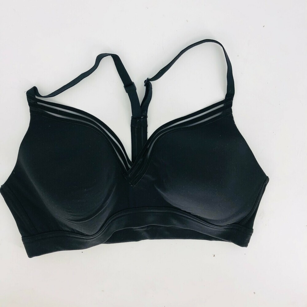 Athleta Powervita Bra Black Size M/M Pull Over Wire Free Light Support Racerback